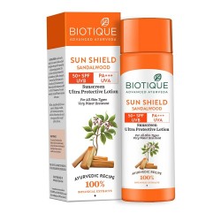 Biotique Sun Shield Sandalwood 50+SPF UVB Sunscreen Ultra Protective Face Lotion For All Skin Types, 50ml